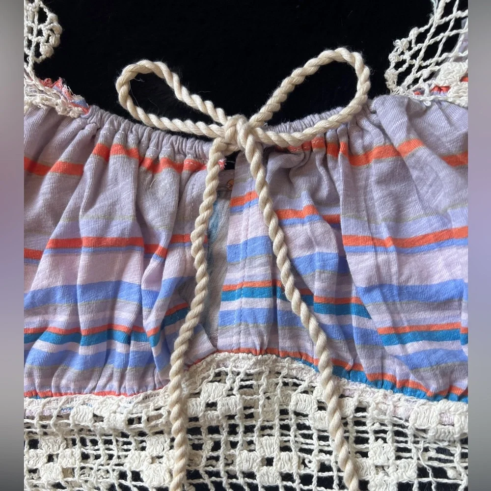 Free People Aruba Crochet Lace Crop top Cream Combo, Size XS NEW